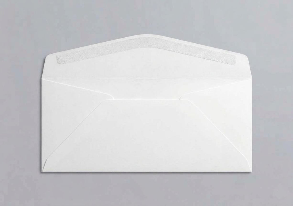 Business envelope back side with gummed flap, white