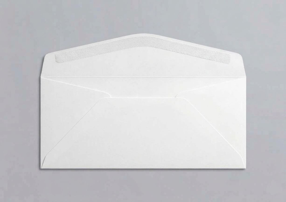 Business envelope back side with gummed flap, white