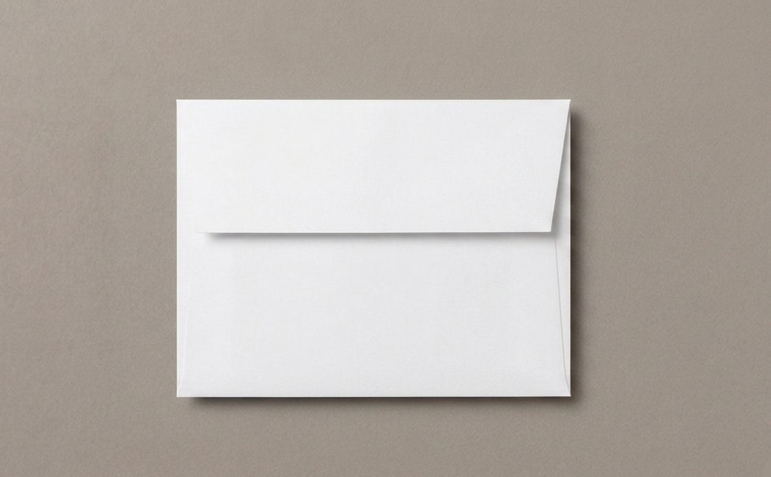 announcement envelope back side with gummed flap, white