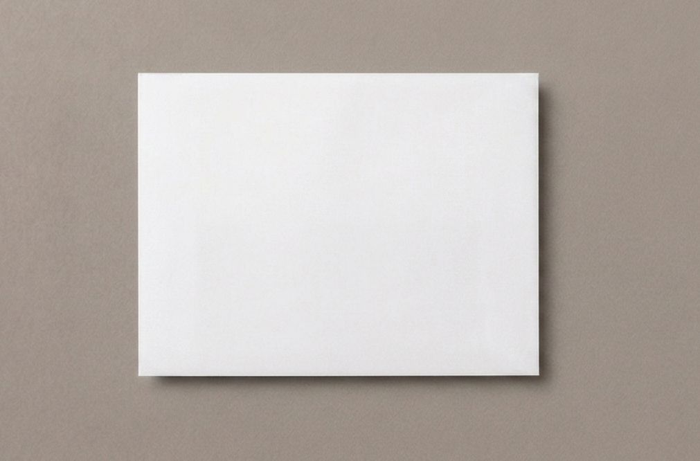 A-2 announcement envelope front view, 4-3/8 x 5-3/4 inches, white